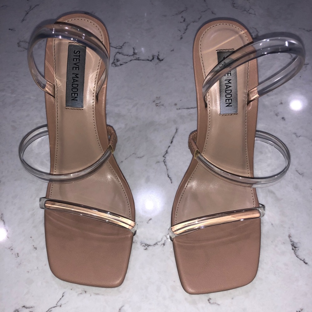 Gracey Clear Vinyl Square Toe Dress Sandals